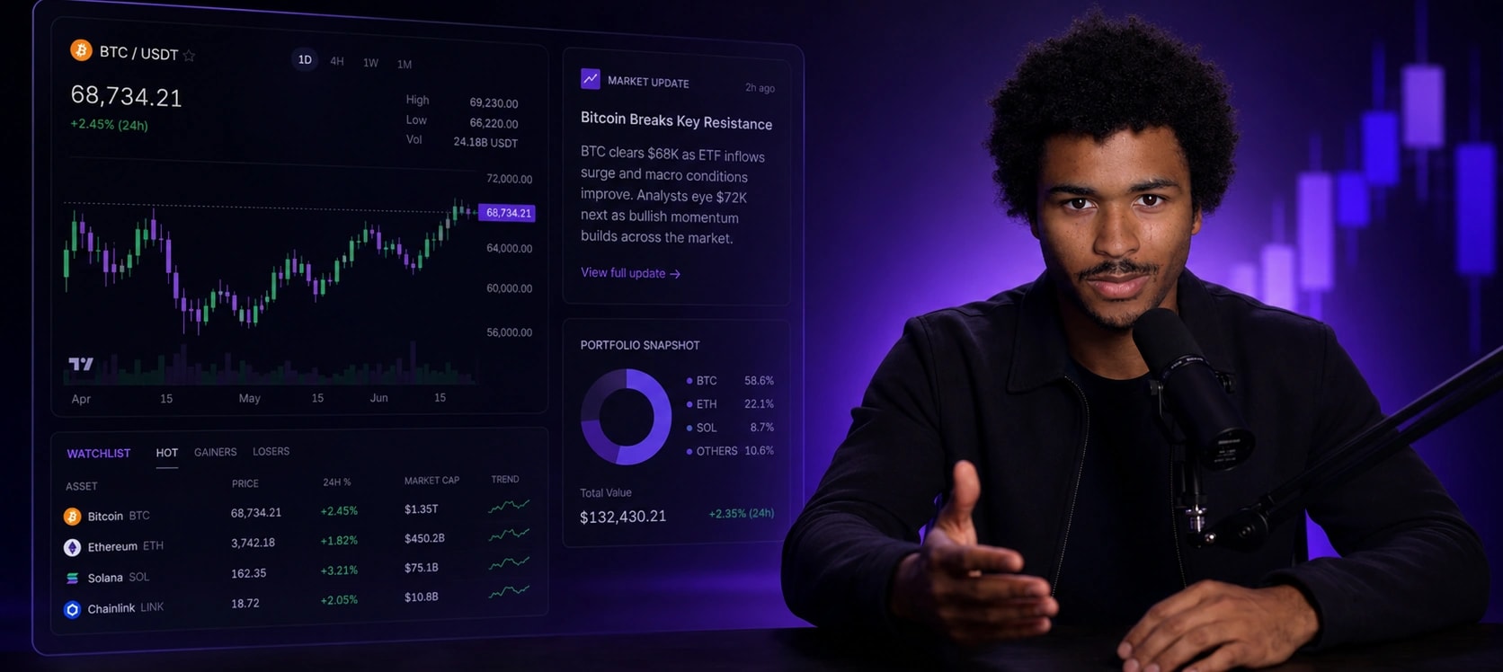 Crypto Seth presenting a live Bitcoin market breakdown